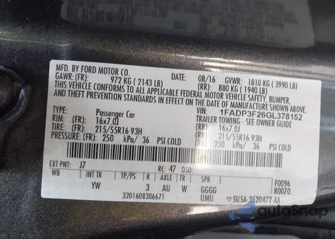2016 Ford Focus Se from USA, damaged, VIN 1FADP3F26GL378152